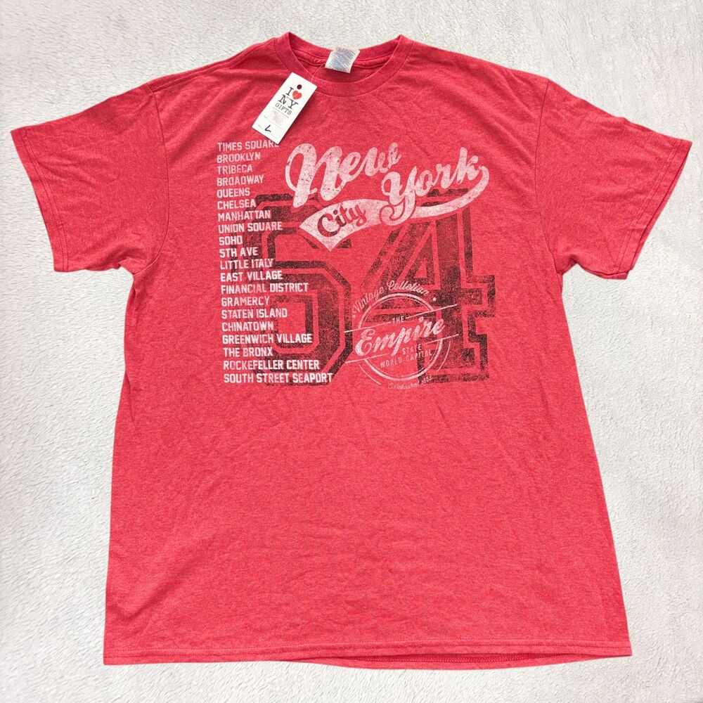 NWT Delta Pro Weight New York City Shirt Mens L Red Destination Cities Souvenir